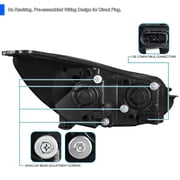 Spec-D Tuning Black Projector Headlights w/LED Turn Signal Light Bar Compatible with 2012-2014 Ford Focus, Left + Right Pair Headlamps Assembly