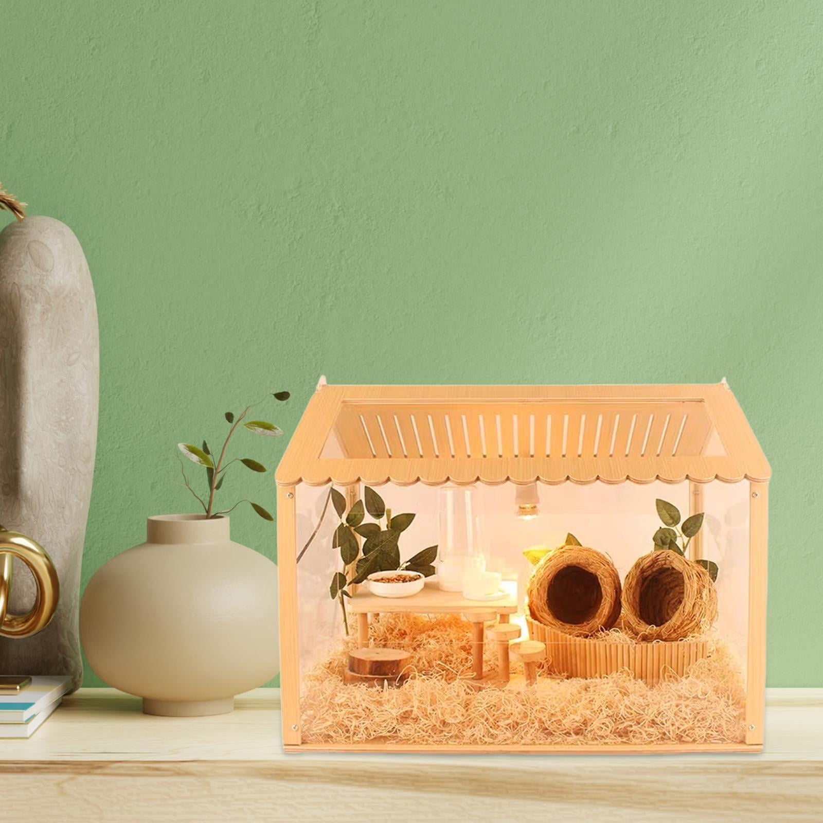 Tooyful Hamster Habitat Nesting Habitat Exercise Toy Durable Activity Platform Tunnel Exploring Toys Wood Playground for Hedgehog Guinea Pig 30x29x32CM