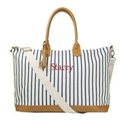 Personalized Striped Duffel Weekender Tote