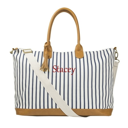 Personalized Striped Duffel Weekender Tote