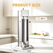 Hakka 7L/15lb Stainless Steel Vertical Sausage Stuffer, 2-Speed Manual Meat Filler with 4 Stuffing Nozzles