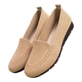 thumbnail image 3 of Rokment Womens Wedge Slip on Penny Loafers Comfortable Walking Shoes Spring Fall Mesh Knit Non Slip Work Flat Casual Low Heels Driving Nursing Sneakers Beige Size 6, 3 of 5