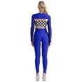 thumbnail image 2 of TiaoBug Womens Race Car Driver Long Sleeve Jumpsuit Catsuit Full Bodysuit Halloween Racer Jumper Costume Royal Blue S, 2 of 5
