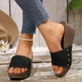 thumbnail image 2 of Wedge Sandals for Women Slide Open Toe Non Slip Comfortable Breathable Summer Beach Sandals Black, 2 of 7