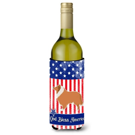 

Carolines Treasures BB3316LITERK USA Patriotic Collie Wine Bottle Beverge Insulator Hugger Wine Bottle multicolor