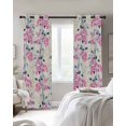 thumbnail image 3 of Pink Floral Blackout Curtains, Light Blocking Print Window Curtains, Spring Rustic Botanical Flowers Herbs Thermal Insulated Window Drapes for Living Room Kitchen Cafe 2 Panels, 55"W x 39"L, 3 of 9
