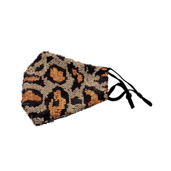 2Chique Boutique Women's Animal Print Sequin Fashion Mask With Filter Pockets