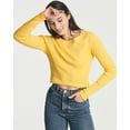 thumbnail image 2 of Real Essentials 4-Pack: Women's Long Sleeve Ribbed Knit Cotton Crew Neck Crop Top Shirt - (Available in Plus), 2 of 6