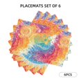 thumbnail image 2 of Linen Placemat With 18×12in Double Stitching Is Effectively Insulated And Foldable For Family Hotel Picnic Trips Lightgrey Tie-Dye Background Vibrant Colors And Swirling Six Piece, 2 of 8