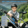 thumbnail image 3 of ZNH Class 2 Fat Tire Adult Electric Bike, Rated 750W | 1500W Peak, 20×4" Electric Mountain Bike, 48V 13Ah Removable Battery, Max 20MPH, UL2849 Certified, Gray, 3 of 14
