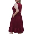 thumbnail image 4 of FOLUNSI Plus Size Summer Dress for Women Casual Sleeveless V neck Ruffled Swing Dresses with Pockets M-4XL, 4 of 5