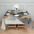 thumbnail image 3 of Gray and Gold Marble Golden Lines Pattern Square Tablecloth,Waterproof Square Table Cover,Wipeable Spillproof Washable Table Cover for Home Kitchen Party Decor 52"x52"(132x132cm), 3 of 6