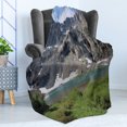 thumbnail image 4 of Idaho Soft Flannel Fleece Throw Blanket, Photo of Snow Mountain Foothills Lake, Cozy Plush for Indoor and Outdoor Use, 50" x 60", Taupe Grey Olive Green, by Ambesonne, 4 of 5