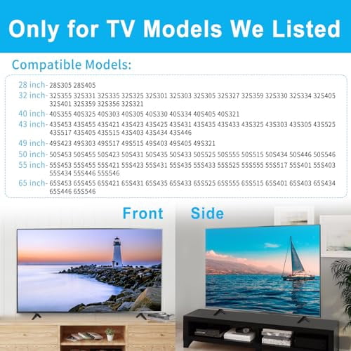 TV Legs for TCL TV Stand Legs for TCL 28 32 40 43 49 50 55 65 Inch Roku TV Legs Replacement Compatible with 28S405 32S305 40S325 43S425 43S431 50S431 50S435 55S425 TCL Roku TV Stand Legs with Screws