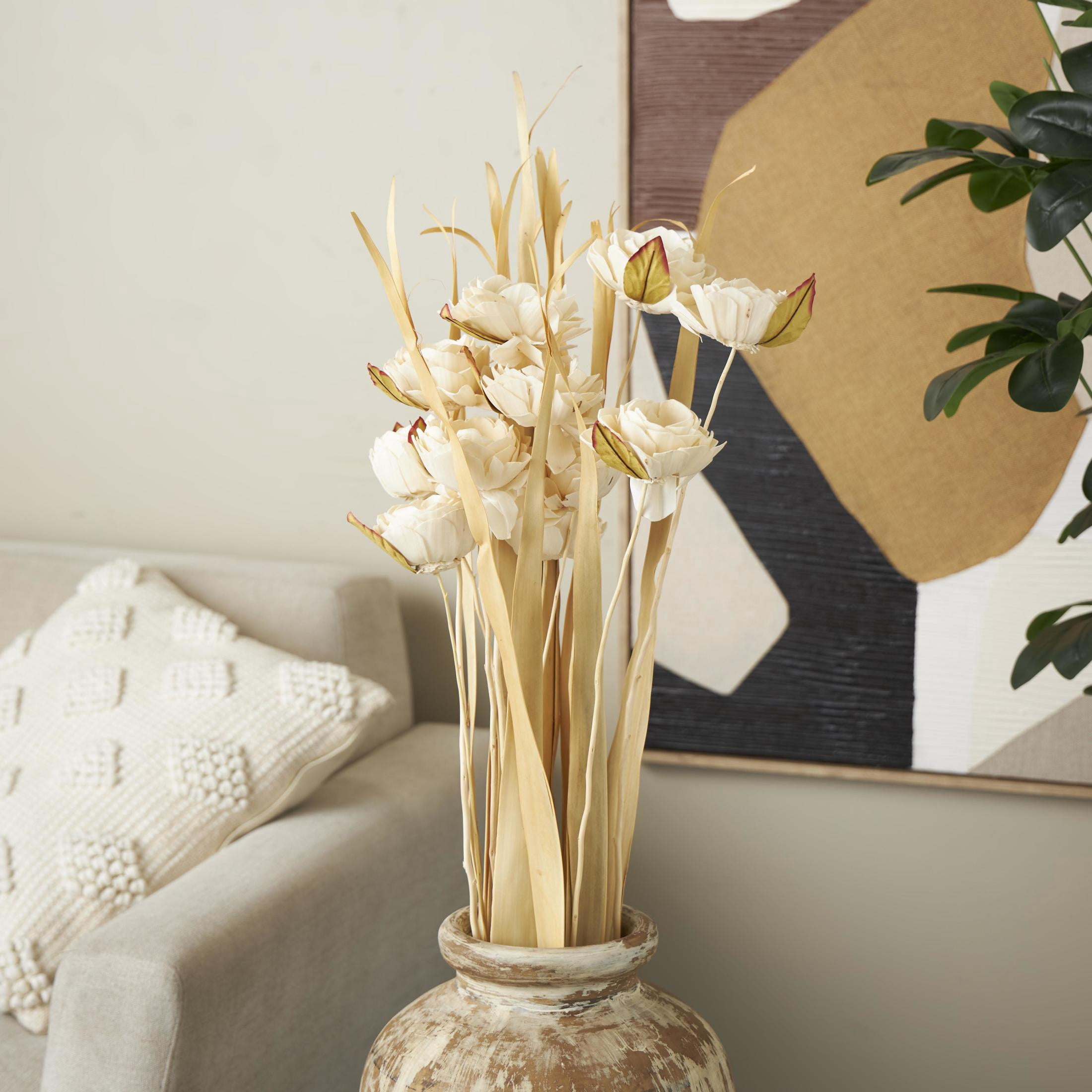 49" Tall Dried Plant Natural Foliage Bouquet with Flower Petals and Leaves, by DecMode