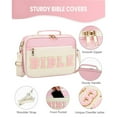 thumbnail image 2 of Bible Cover Case for Women, Large Preppy Chenille Letter Leather Bible Bag with Shoulder Strap,Pink Bible Carrying Tote Bags Case for Bible Study, Christmas Christian Gifts for Women Lady Teen Grils, 2 of 9