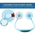thumbnail image 4 of Version Améliorée Ventilateur de Cou Portable, DEL à Changement de Couleur, avec Aromathérapie, Rotation Libre à 360°, et Conception d'Écouteurs à Faible Bruit et Flux d'Air Puissant pour le Sport, le Bureau, la Maison, l'Extérieur (Bleu), 4 of 5