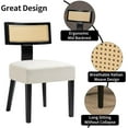thumbnail image 5 of Newnno Rattan Dining Chairs Set of 4, Mid-Century Modern Kitchen & Living Room Chair with Cane Curved Back & Hardwood Frame in Black Finish, Cream Linen Upholstered, 5 of 6
