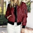 thumbnail image 2 of Chaquetas lisas con cremallera para mujer, abrigos de manga larga finos informales, prendas de vestir exteriores clásicas, ropa de primavera y otoño, 2 of 4