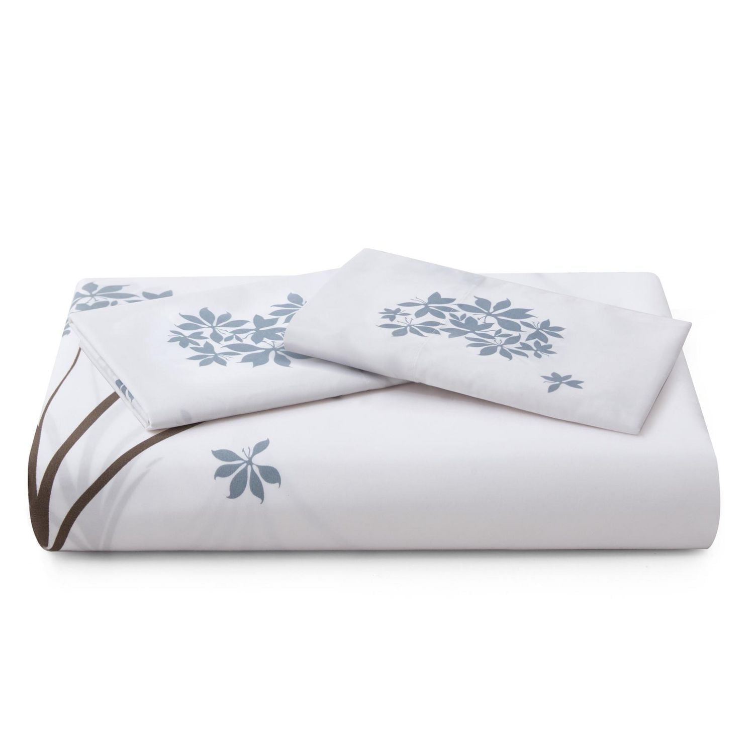 Marina Decoration Ultra Soft Silky Zipper Rich Printed Rayon from Bamboo All Season Duvet Cover Set with Pillowcases, Grey Hydrangea Floral Pattern