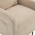 thumbnail image 5 of Upholstered Recliner Chair, Comfy Swivel Glider Chair Leisure Chair with Metal Base and Side Pocket, Modern Rocking Chair Single Sofa with High Backest for Living Room Bedroom Office, Beige, 5 of 7