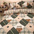 thumbnail image 1 of Korean Ins Black Flower Bedding Set Girl Orange Princess Style Sheet Cover Trellis Polyester Soft Bedclothes For Gitls Gift, 1 of 1