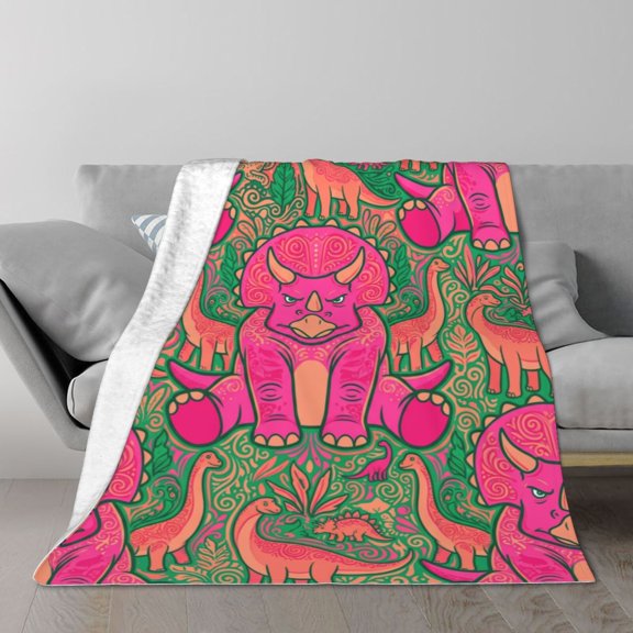 Dinosaur Blanket Throw Soft Flannel Bed Blankets for Sofa Couch Home Decor All Season Cozy Warm Lightweight Decorative Bedding Cover Plush Flannel 50x40