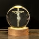 thumbnail image 1 of Crystal Night Light Engraved Holy Family Figurine Statue With Wooden Stand Color Changing Light Glass Religious Collection Catholic, 1 of 6
