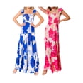 thumbnail image 4 of Yunliwuli Women's Long Slim Dress Flying Sleeve Open Back Low Cut Flower Print Beach Dresses, 4 of 9