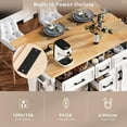 thumbnail image 6 of DTTRA 56.5" Kitchen Island with Drop Leaf, Power Outlet, 5 Drawers & Adjustable Shelves, White, 6 of 8