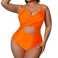thumbnail image 2 of Aayomet Sexy Swimsuits for Women Halter Backless Ruched Tummy Control Bathing Suit,Orange L, 2 of 5