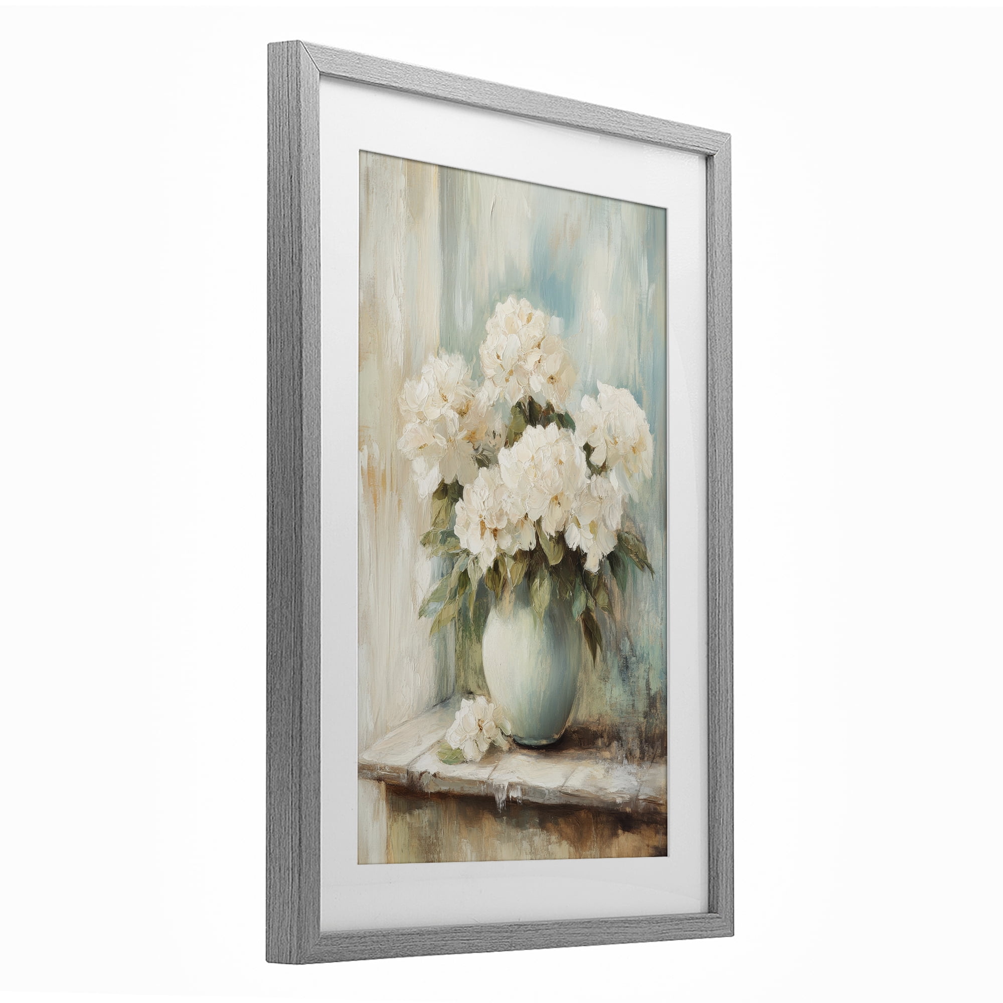 Stupell Industries Mantle Arrangement of Soft Blossoms Gray Framed Print Under Glass, design by Petal Prints Design