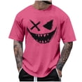 thumbnail image 2 of Blusas y camisas de manga corta con cuello redondo para hombre, blusas casuales de verano a la moda con cuello redondo y estampado para hombre., 2 of 4