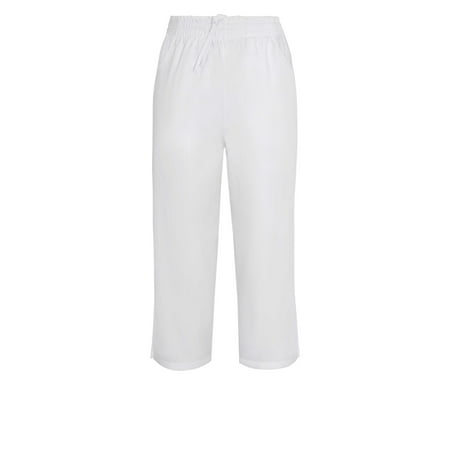Low Rise Capri Leggings Pants - Adar Universal Natural-Rise Capri Drawstring Pants - 508 - White - XS