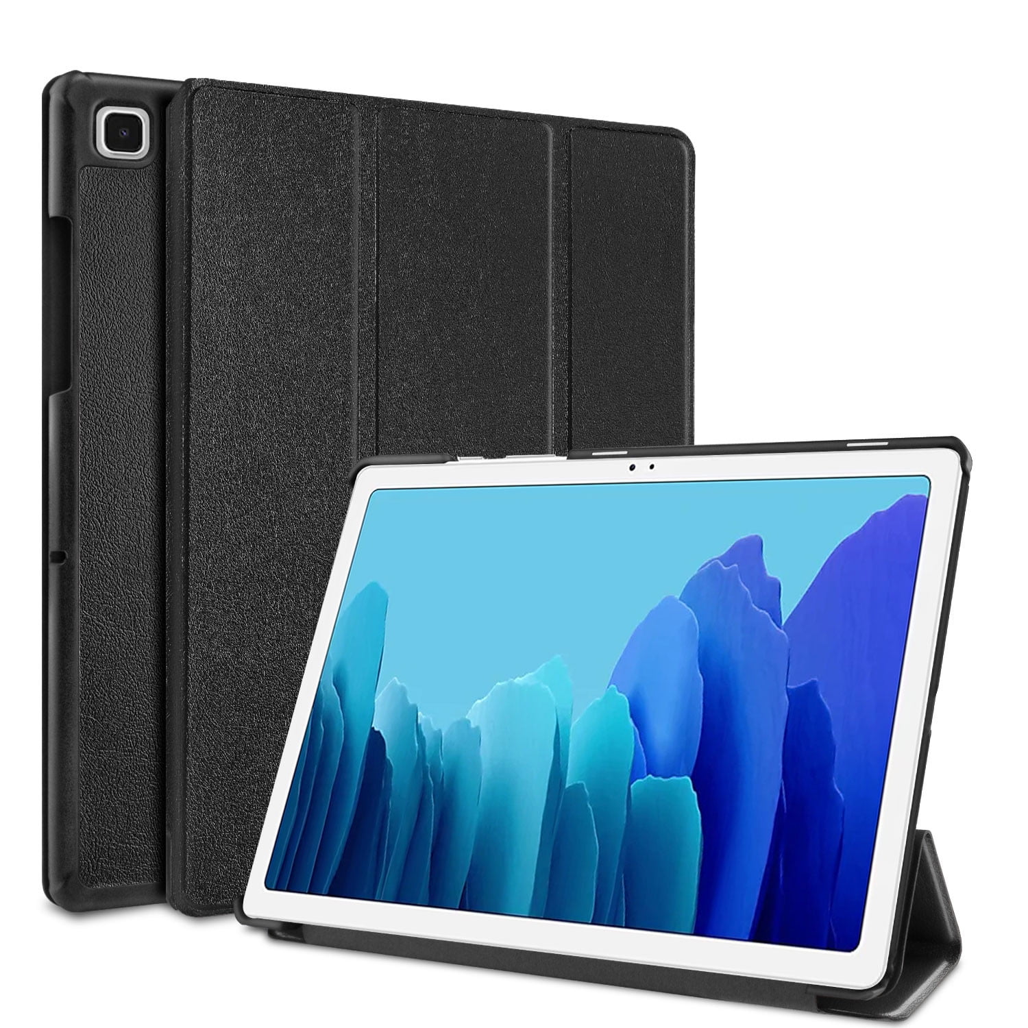STYLUS SLOT PU LEATHER FOLIO PROTECTIVE SMART CASE For Lenovo Yoga Tablet 2 10-inch with Sleep/Awake Function COVER Hand Strap and Credit Cards / ID Holders 2 Screen Protectors and Stylus STAND with MICROFIBER INNER Dark BLUE.