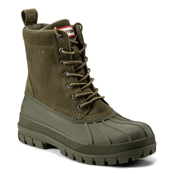 Hunter Velour Suede & Injected Matte Rubber Boot, 7, Green
