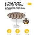 thumbnail image 2 of nqOlkjepod Brown Moroccon Round Tablecloth, Fitted Table Cover with Elastic for 36"-44" Round Tables, Retro Country Minimalist Abstract Motifs Table Cloth Dinning Party Waterproof Tablecloths, 2 of 6