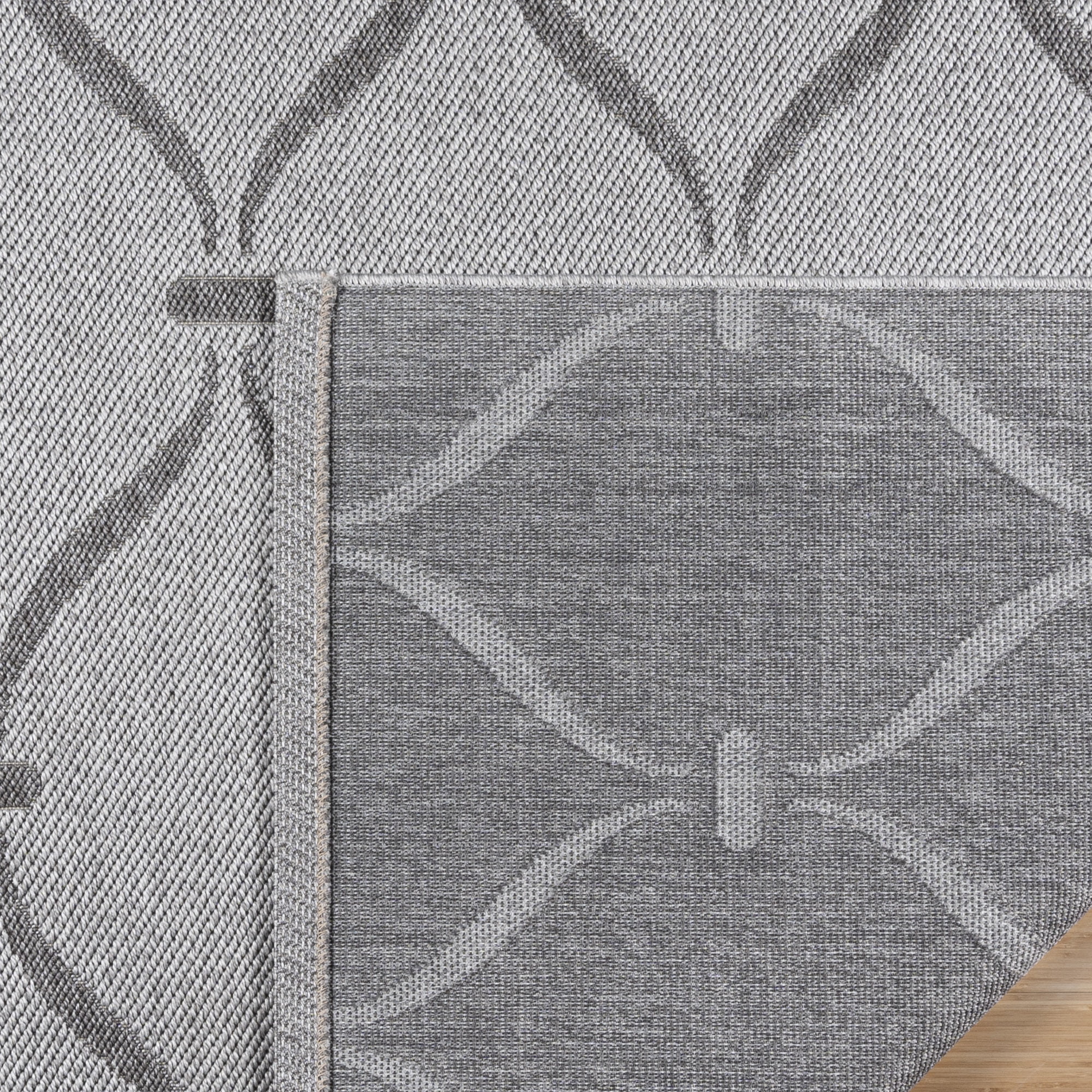 Gertmenian Ringley Araceli Transitional Geometric Silver Outdoor Area Rug, 5x7