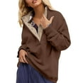 thumbnail image 3 of Breezora Women Oversized Casual Pullover Sweatshirt Long Sleeve Button Neck Top Comfortable Loose Fit Fashion Streetwear for Daily Comfort L Size Brown, 3 of 5