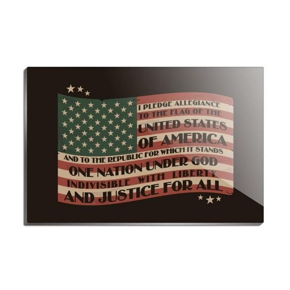 USA Vintage Flag Pledge of Allegiance Rectangle Acrylic Fridge Refrigerator Magnet