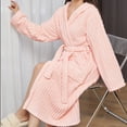 thumbnail image 4 of Bxsruta Womens Plush Hooded Robe Soft Fleece Bathrobe Long Loungewear with Pockets and Belt, 4 of 7