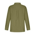 thumbnail image 5 of Horkkom Linen Shirts for Women Solid Color Long Sleeve Button Down Shirts Fall Loose Slit Casual Tops with Pockets L, Gifts for Women, 5 of 7