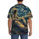 thumbnail image 3 of Fotbe Astronaut Starry Night Camisa Estampada de Manga Corta para Hombre, Casual de Verano, Estilo Playero, Sin Arrugas-Small, 3 of 5