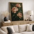 thumbnail image 4 of Framed Canvas Print Peony Floral Wall Art Dark Botanical Decorative for Living Room Bedroom - 16"x24" NATURAL, 4 of 8