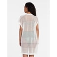 thumbnail image 3 of Time and Tru Women's Openwork Knit Coverup, Size S/M, Winter White, 3 of 5