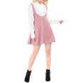 thumbnail image 6 of MODA NOVA Junior's Overall Pinafore Dress Button Decor Above Knee Suspender Skirt, 6 of 6