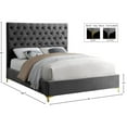 thumbnail image 6 of Meridian Furniture Cruz Solid Wood Tufted Velvet King Bed in Gray, 6 of 6