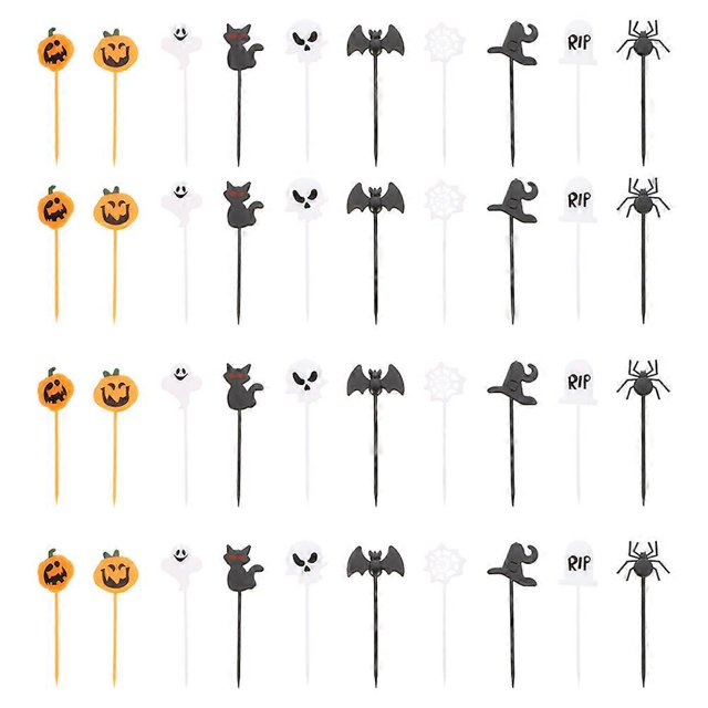 40Pcs Halloween Cupcake Toppers Party Cupcake Toppers Dessert Decors Halloween Party Supplies
