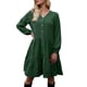 thumbnail image 1 of Vestido de manga larga para mujer Dots Cuello en V Una línea Vestido suelto de vacaciones Irfora Verde oscuro/Pequeña, 1 of 7