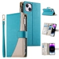 thumbnail image 1 of Funda cartera GANGXUN para iPhone 14 Plus , cuero PU con tarjetero, cremallera, correa de mano, soporte y protección 672°, 1 of 6